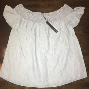 Light denim strapless shirt